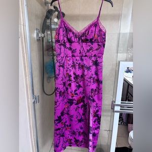 Urban Outfitters Magenta Floral Midi Slip Dress